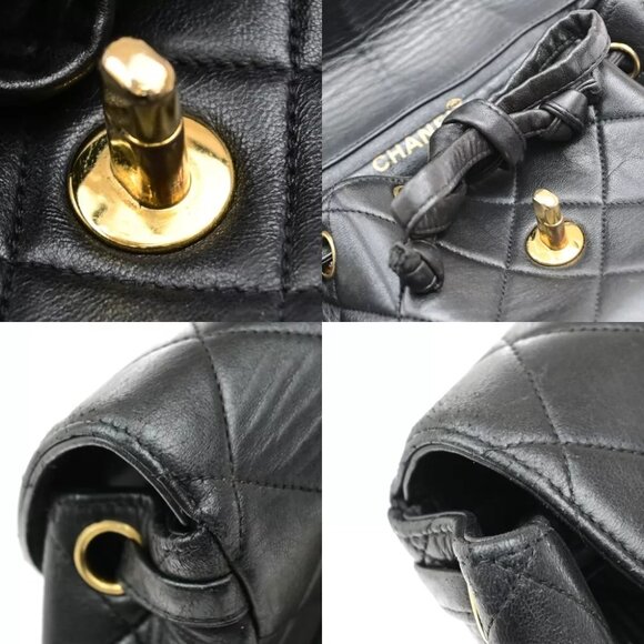 CHANEL CC Logo DUMA Matelasse Chain Backpack Bag Leather Black Vintage 889RK991 main image 11